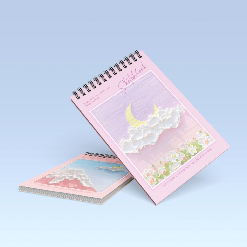 

Sketchbook Aesthetic Ukuran A6 Jilid ring spiral 90 halaman Bookpaper cream Buku gambar Tebal