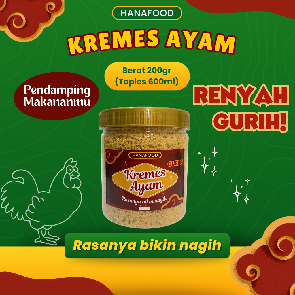 

KREMES AYAM 200gr (Toples 600ml) | KREMES AYAM ENAK GURIH RENYAH