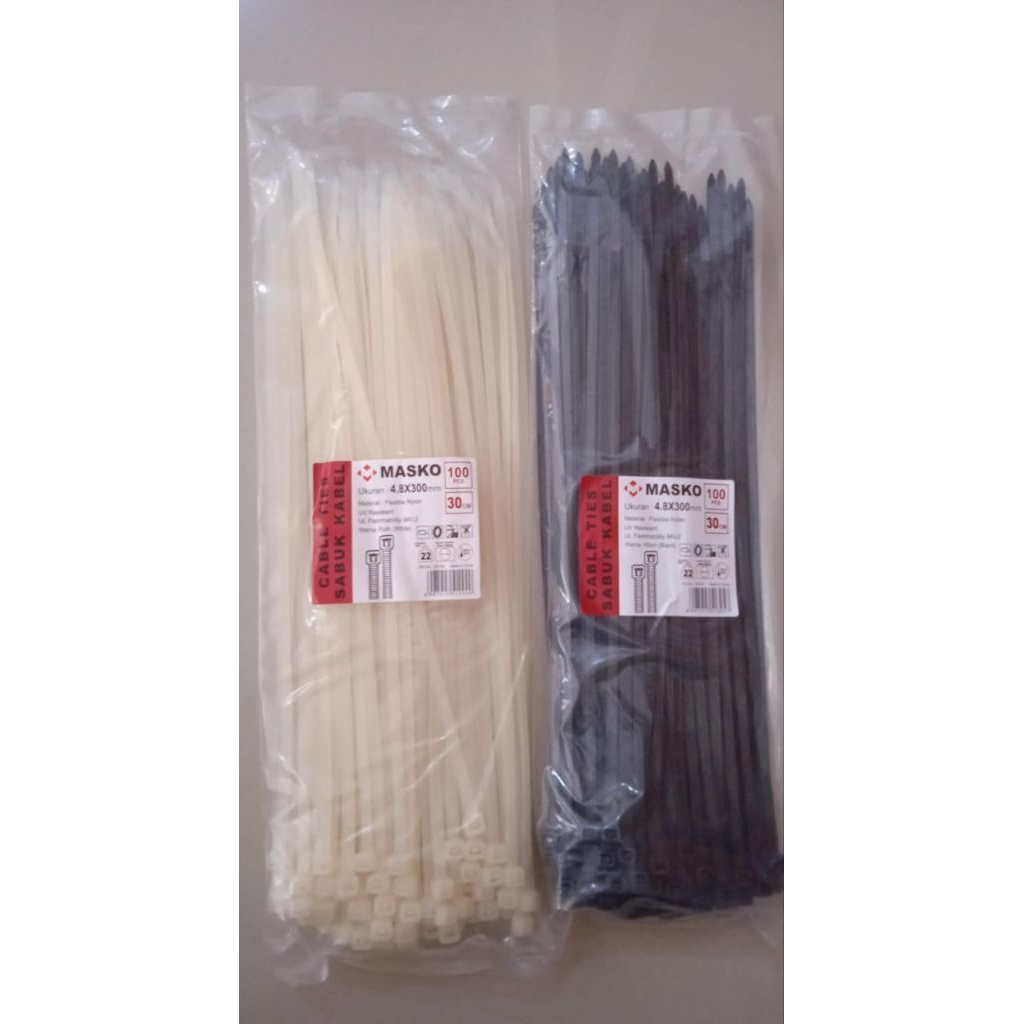 

kabel ties ukuran 300X 4,8 hitam /putih isi 100 pcs merek masko