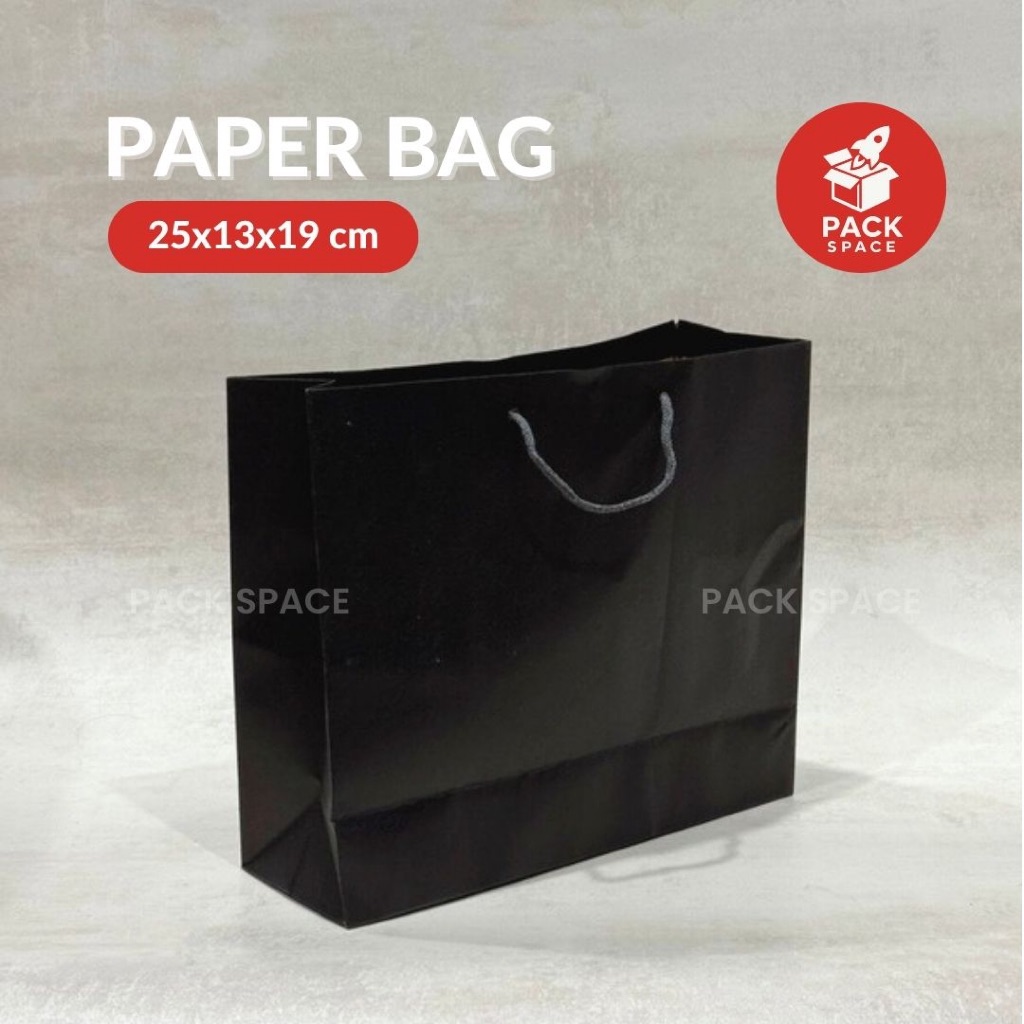 

Paper Bag Hitam Polos / Tas kertas belanja / Kantong Shoping Bag / Kantong Souvenir 35x12x30 cm