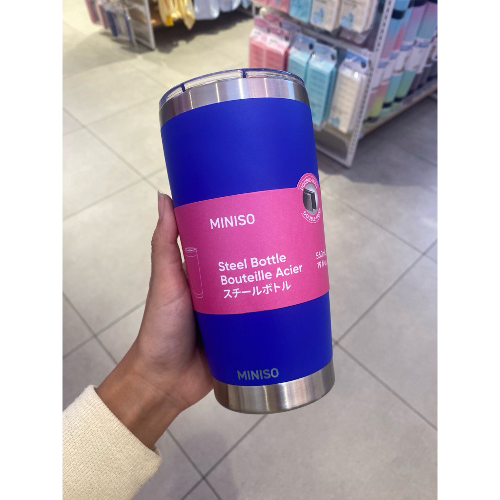 Miniso Dopamine Series Double Wall Stainless Steel Tumbler 560ml (Dark Blue)