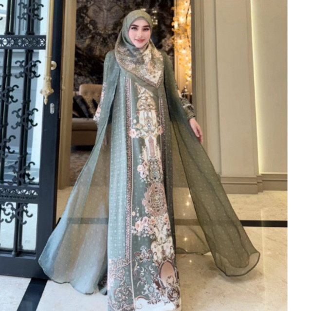 shella shaukia set dress hijab organza