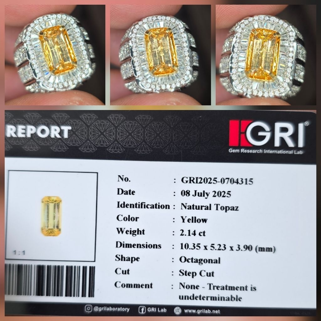 Batu Natural Yellow Topaz Memo 2.14 crt