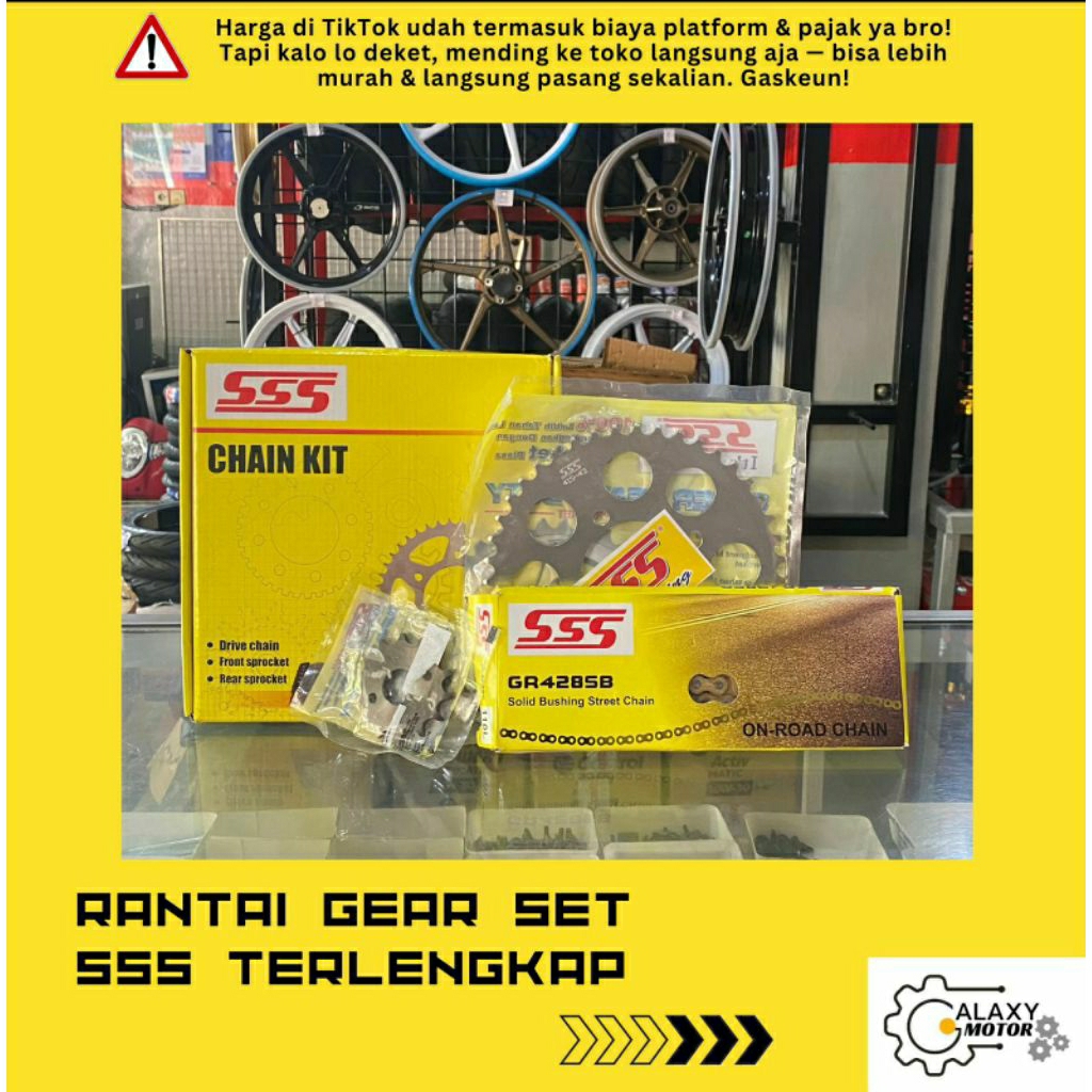 GEAR SET SSS RANTAI GEAR DEPAN GEAR BELAKANG SSS TRIPLE S TERLENGKAP RX KING JUPITER Z MX KING F1ZR 