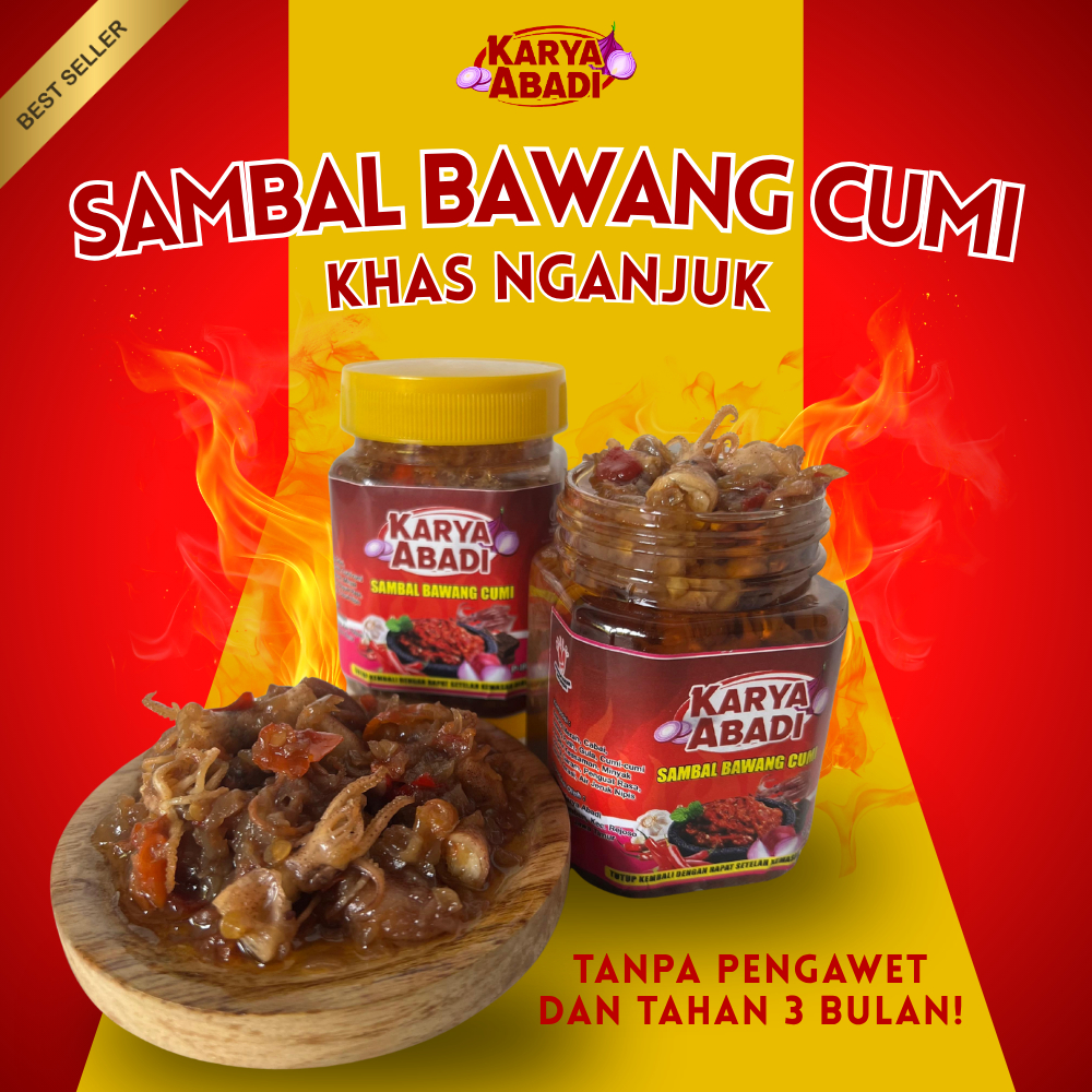 

Sambal Bawang Cumi KARYA ABADI 150gr | Sambal Pedas Gurih Siap Makan | Sambal Cumi Rumahan
