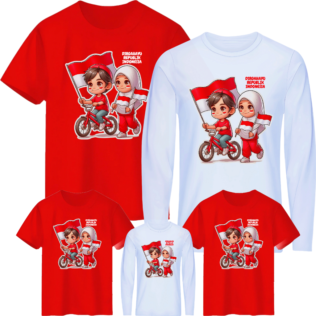 Kaos couple keluarga 17 Agustus 2025 ayah ibu anak / kaos kemerdekaan lengan panjang dan pendek