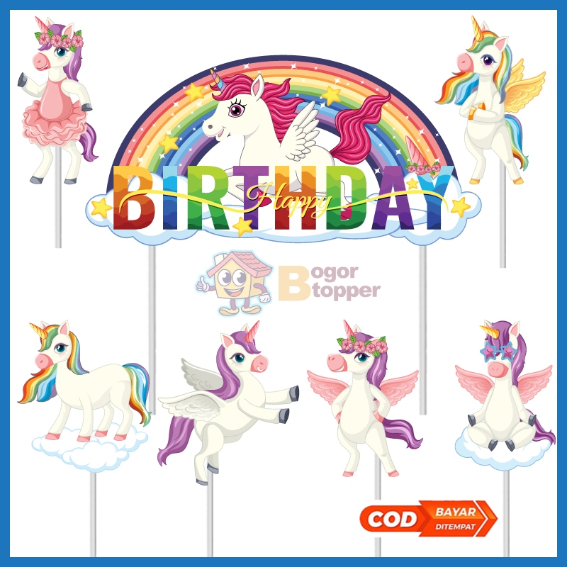 

Topper Cake Karakter unicorn Happy Birthday Hiasan Karakter Unicorn/Kuda Poni Kue Ulang Tahun
