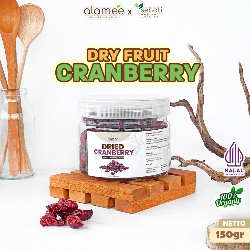 

ALAMEE Cranberry Kering Cemilan Buah Sehat Rendah Kalori Dried Cranberry Natural 100% Premium 150gr