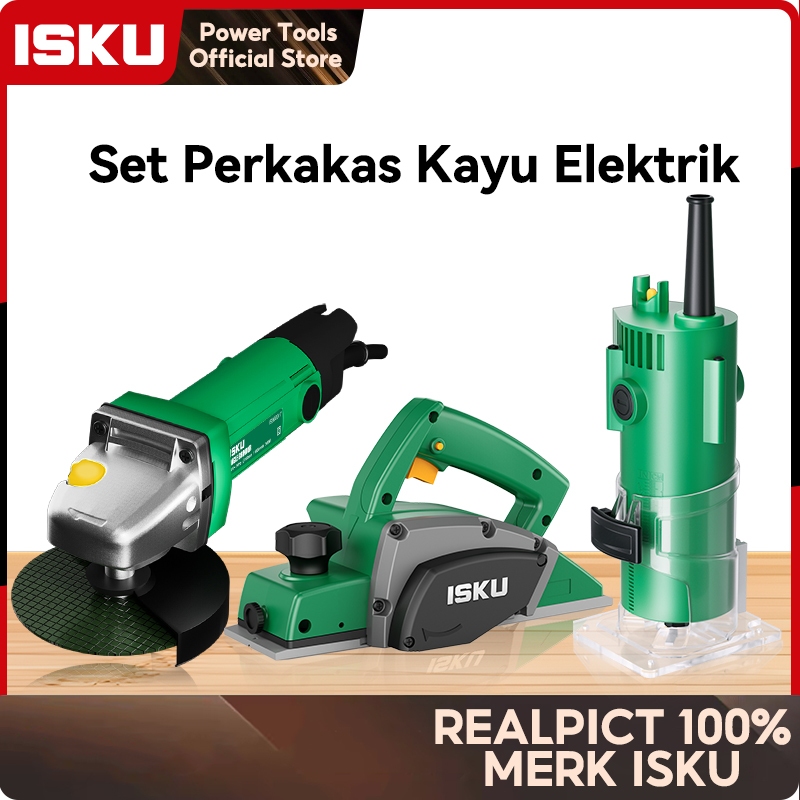 ISKU Mesin Serut Kayu Planer 450W Pasah Ketam Gerinda Tangan 500W Gurinda Mesin Profil Kayu Router T
