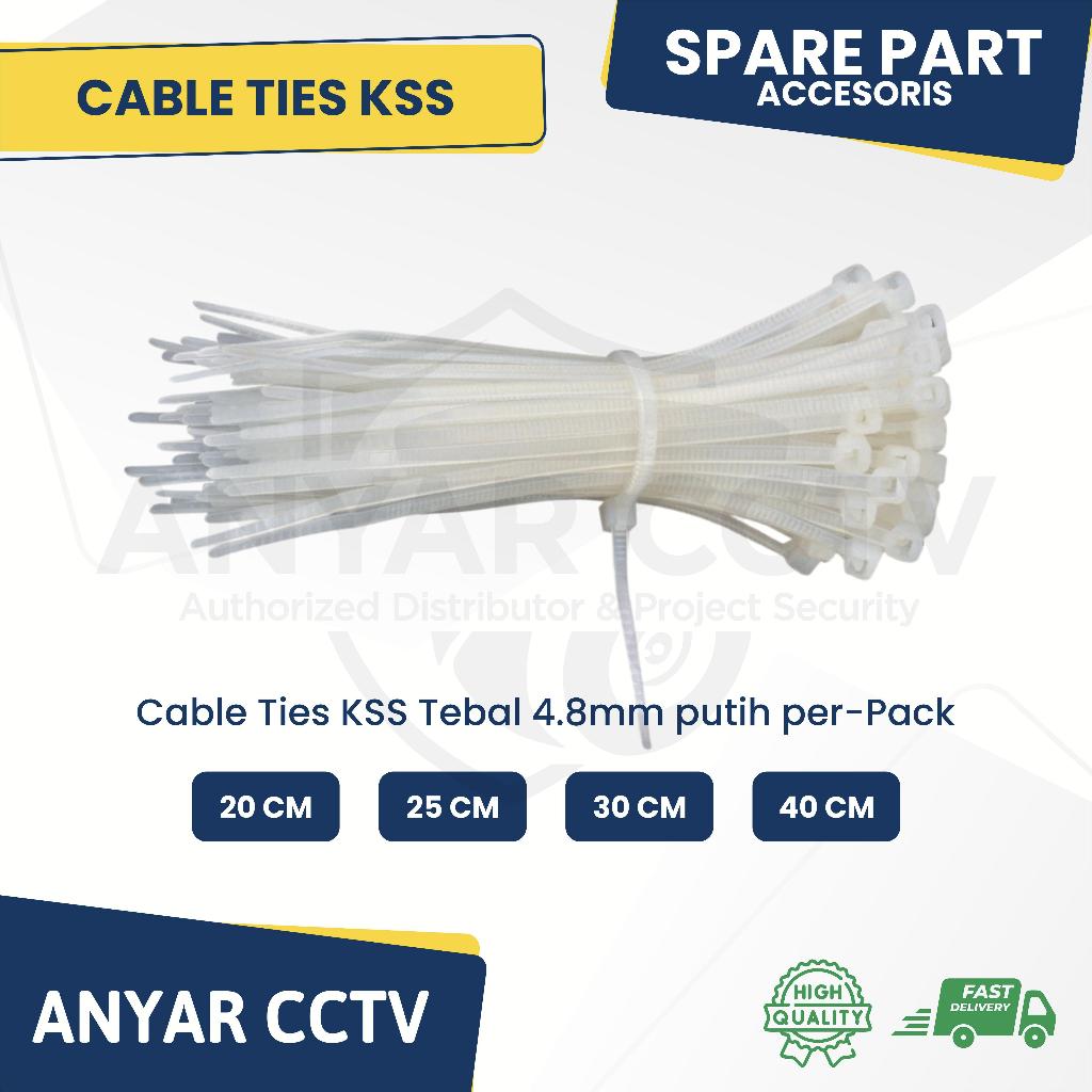 

KABEL TIES KSS - CABLE TIE KSS Tebal 4.8mm 20/25/30/40cm Warna Putih / Pack ( Isi 100pcs )