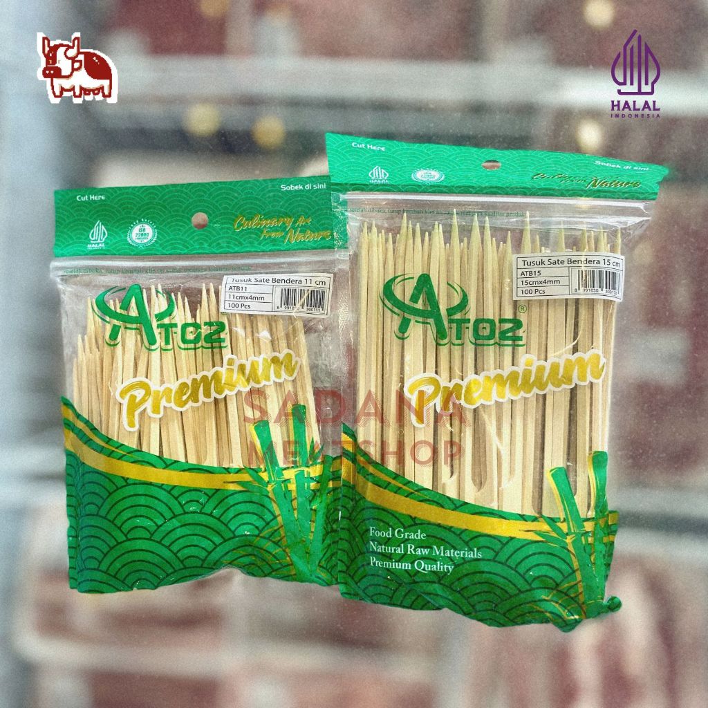 ATOZ Tusuk Sate Yakitori Tusuk Sate Jepang Dayung isi 100 | Tusuk Sate Bendera 11cm | 15cm