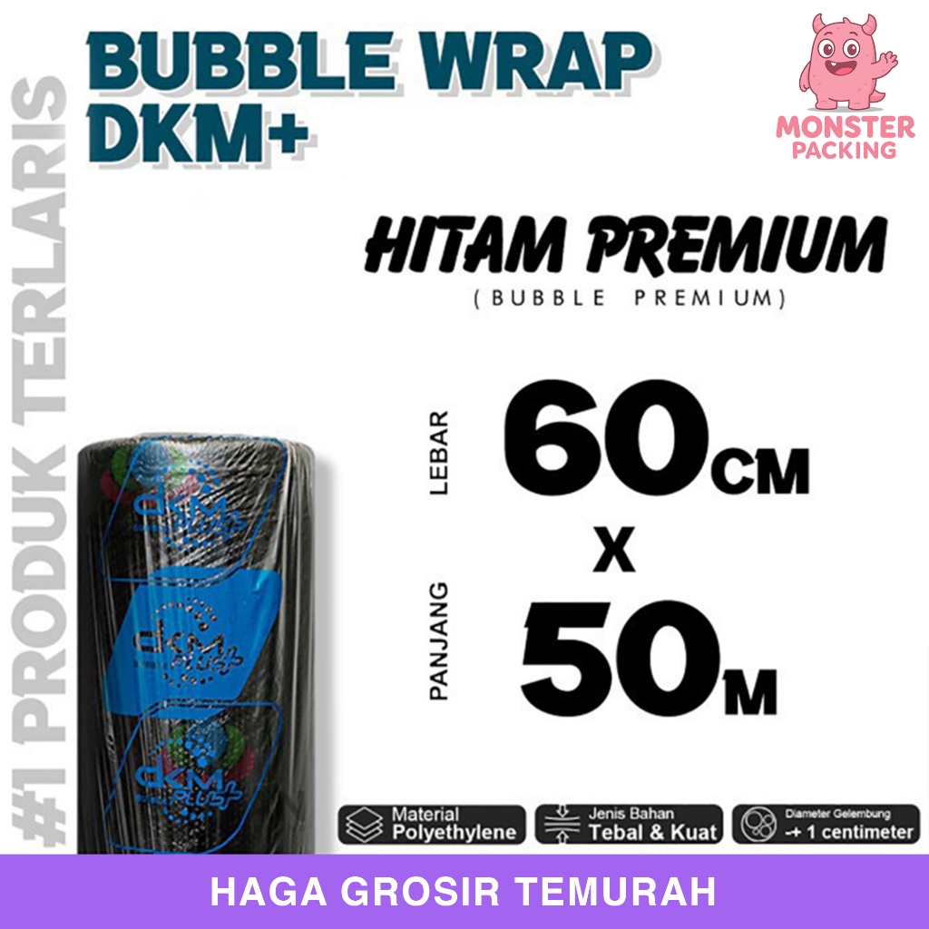 

Plastik Bubble Wrap 60cm x 50m HITAM PREMIUM DKM PLUS Bubblewrap TERMURAH / ROLL