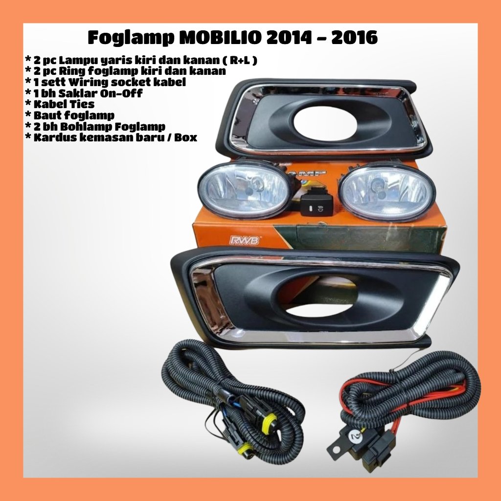 Foglamp Lampu Kabut Mobil Mobilio 2014 Komplit Set RWB