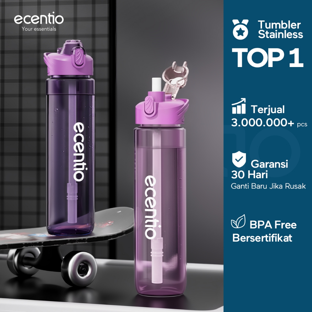 [EaseGo Series]ecentio botol minum 1000ml Portable Botol air Anak Sport 1 Liter Outdoor Anti Bocor B