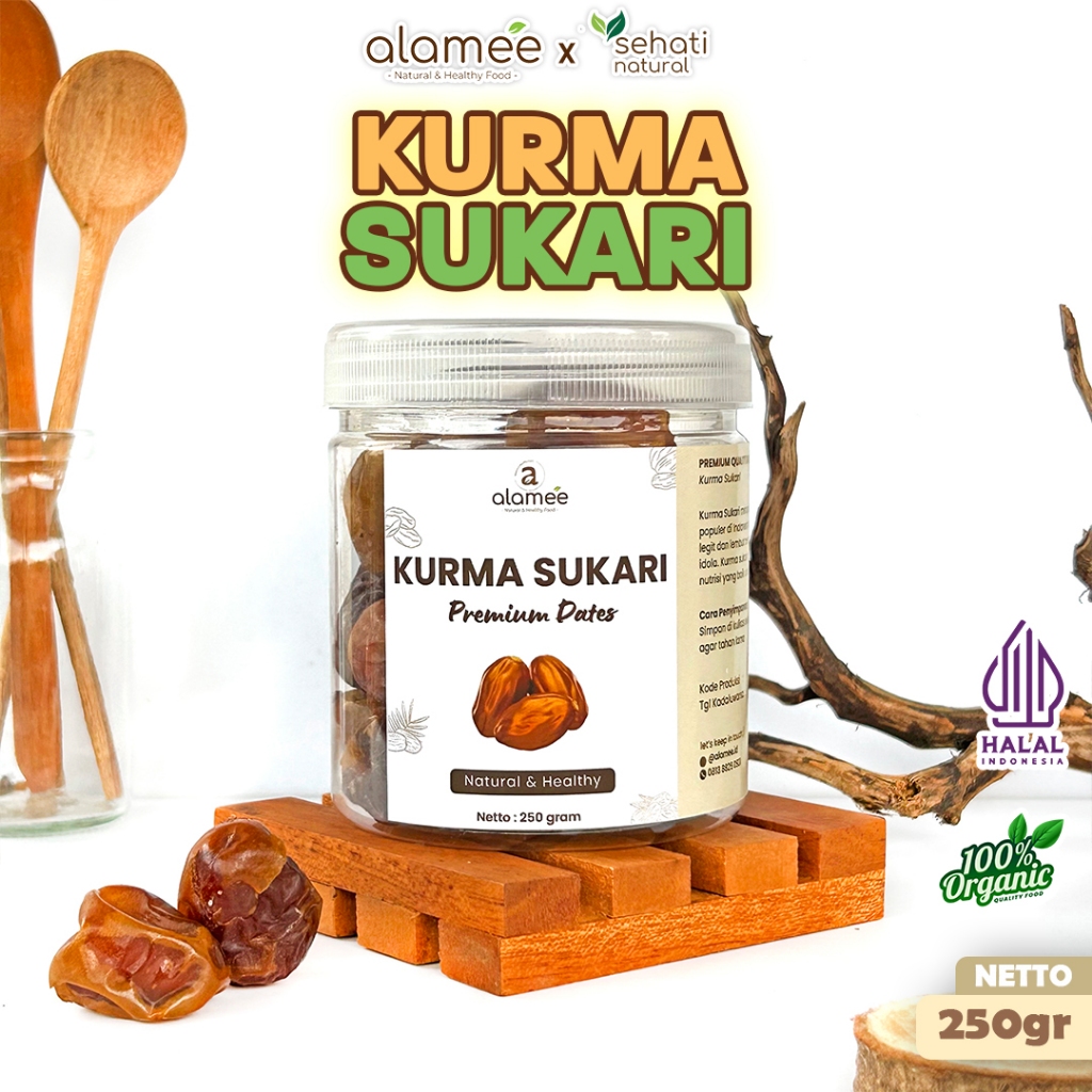 

ALAMEE Kurma Sukari Asli Madinah Rasa Manis Lembut Original Sukkari Dates 250g