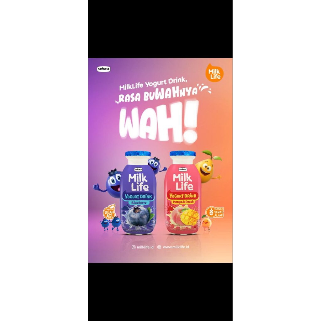 

MILKLIFE UHT Yoghurt Drink [1 PACK Isi 3+1 Botol 63ml] Botol Mini Yogurt Minuman