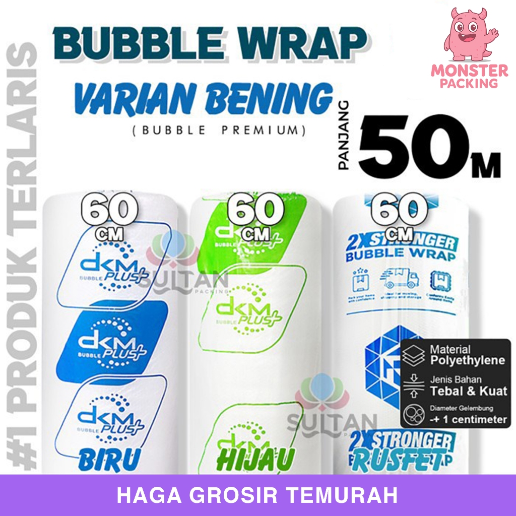 

Plastik Bubble Wrap 60cm x 50m Bubblewrap BENING RUSFET DKM PLUS TERMURAH / ROLL