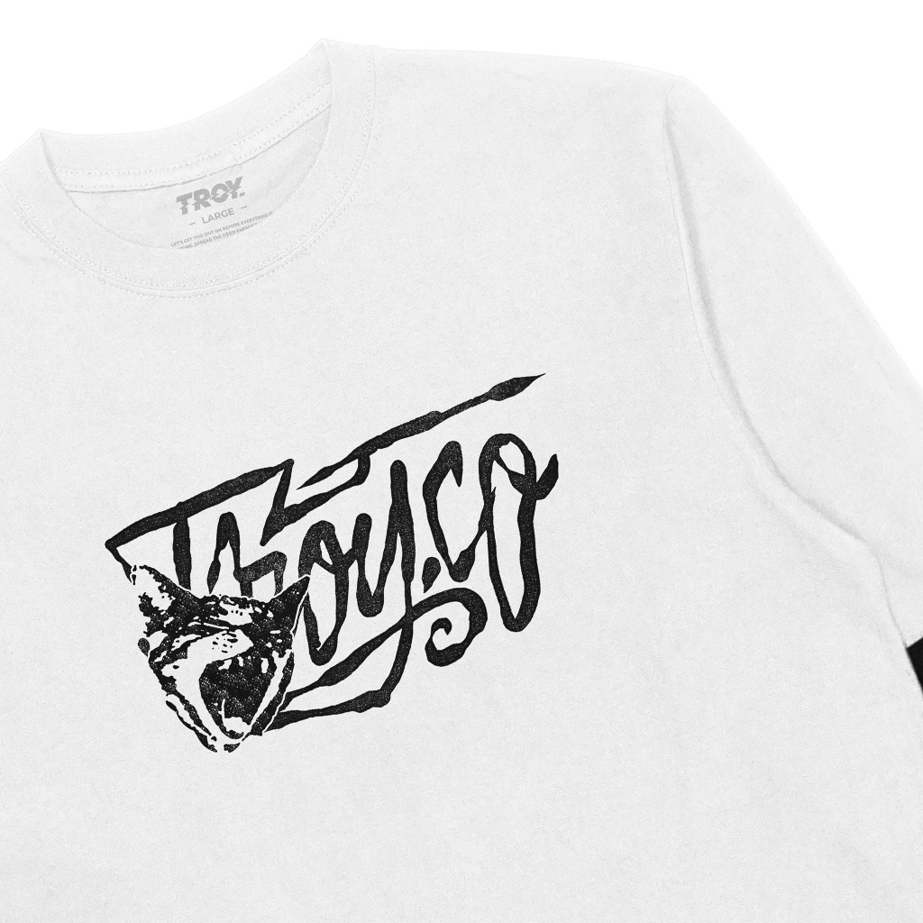 Troy Company Double Sleeve Double Layer Vintage Longsleeve White Black Loud Meow DSD 3232