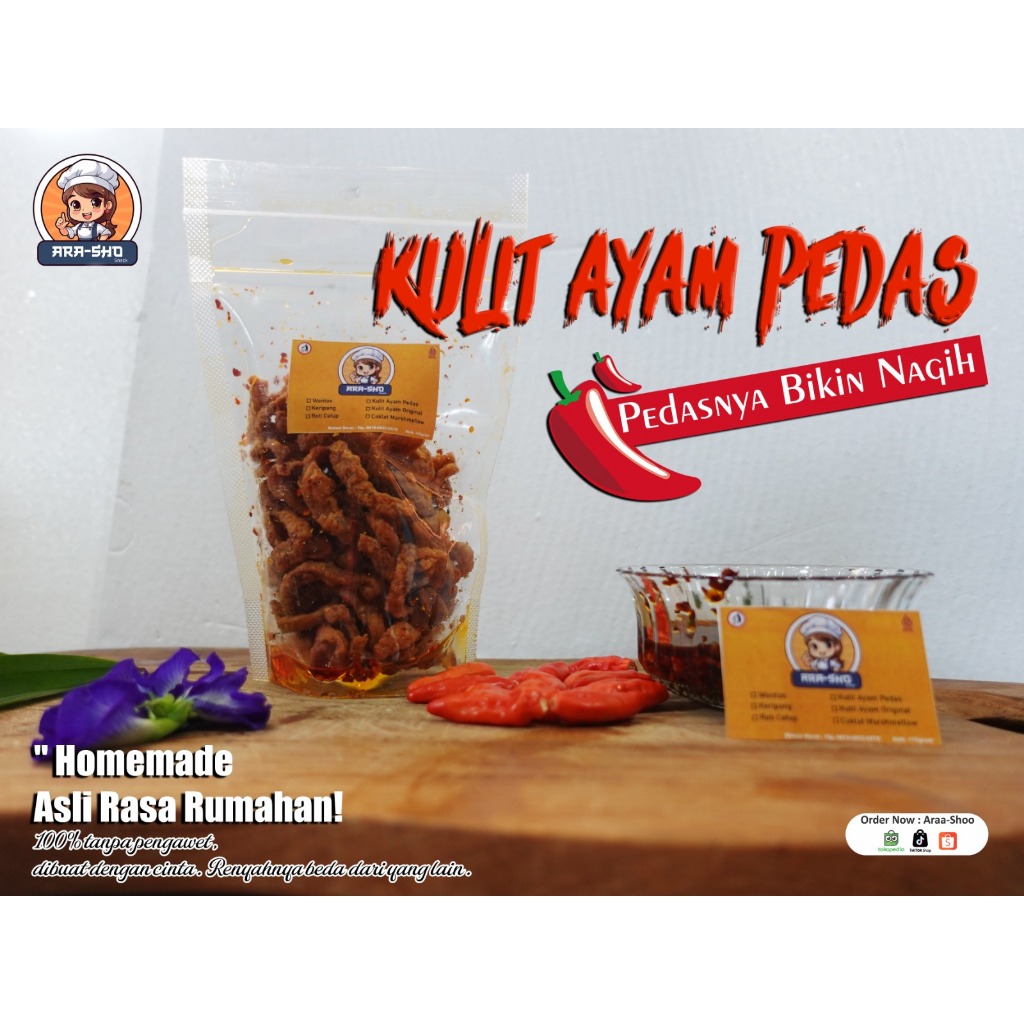 

kulit ayam, chili oil, kulit ayam pedas, keripik kulit ayam, kulit ayam crispy