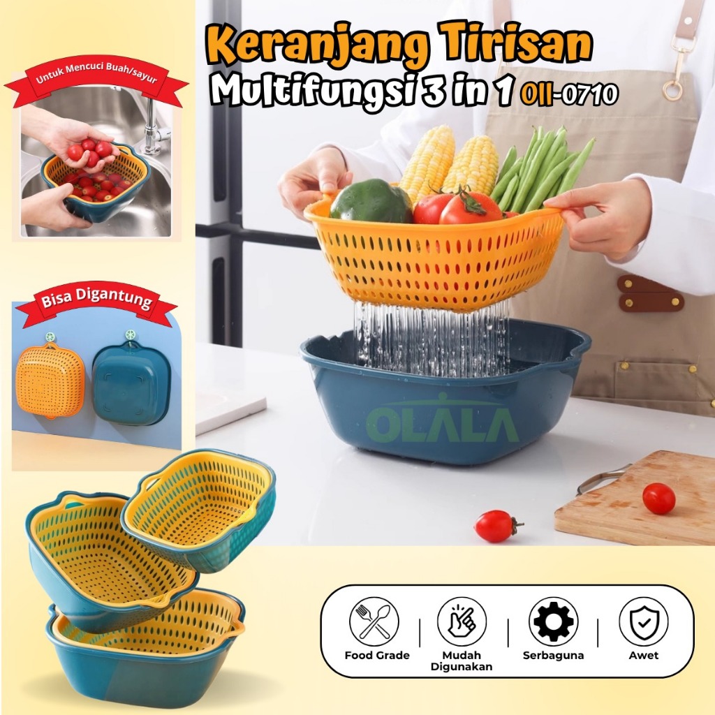 ( FS ) KERANJANG TIRISAN MULTIFUNGSI 6IN1 / 3PCS OLL-0710