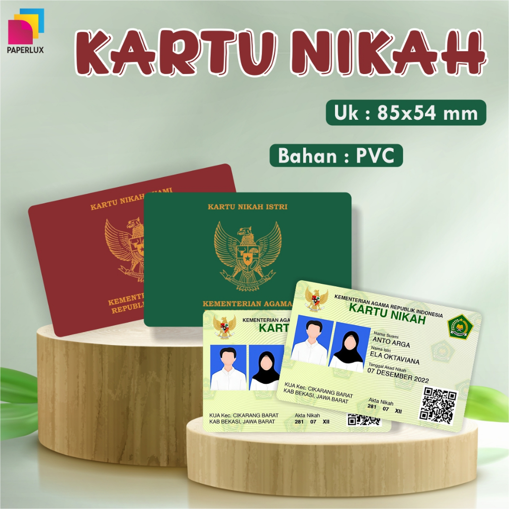 CETAK KARTU NIKAH BAHAN PVC - KARTU NIKAH DIGITAL ANTI LUNTUR - WEDDING CARD