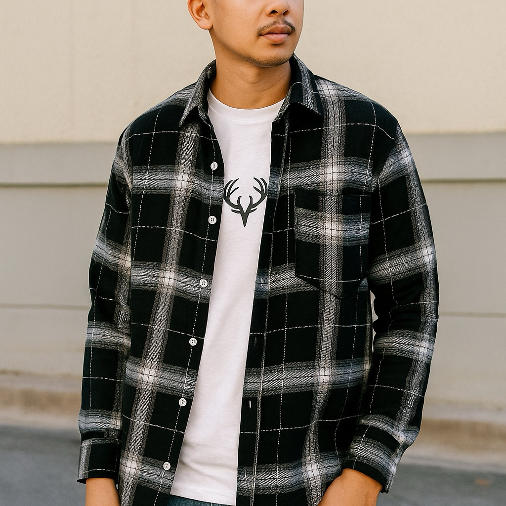 kemeja panel pria lengan panjang kemeja panel pria kemeja cb panel lengan panjang pria     kemeja gi