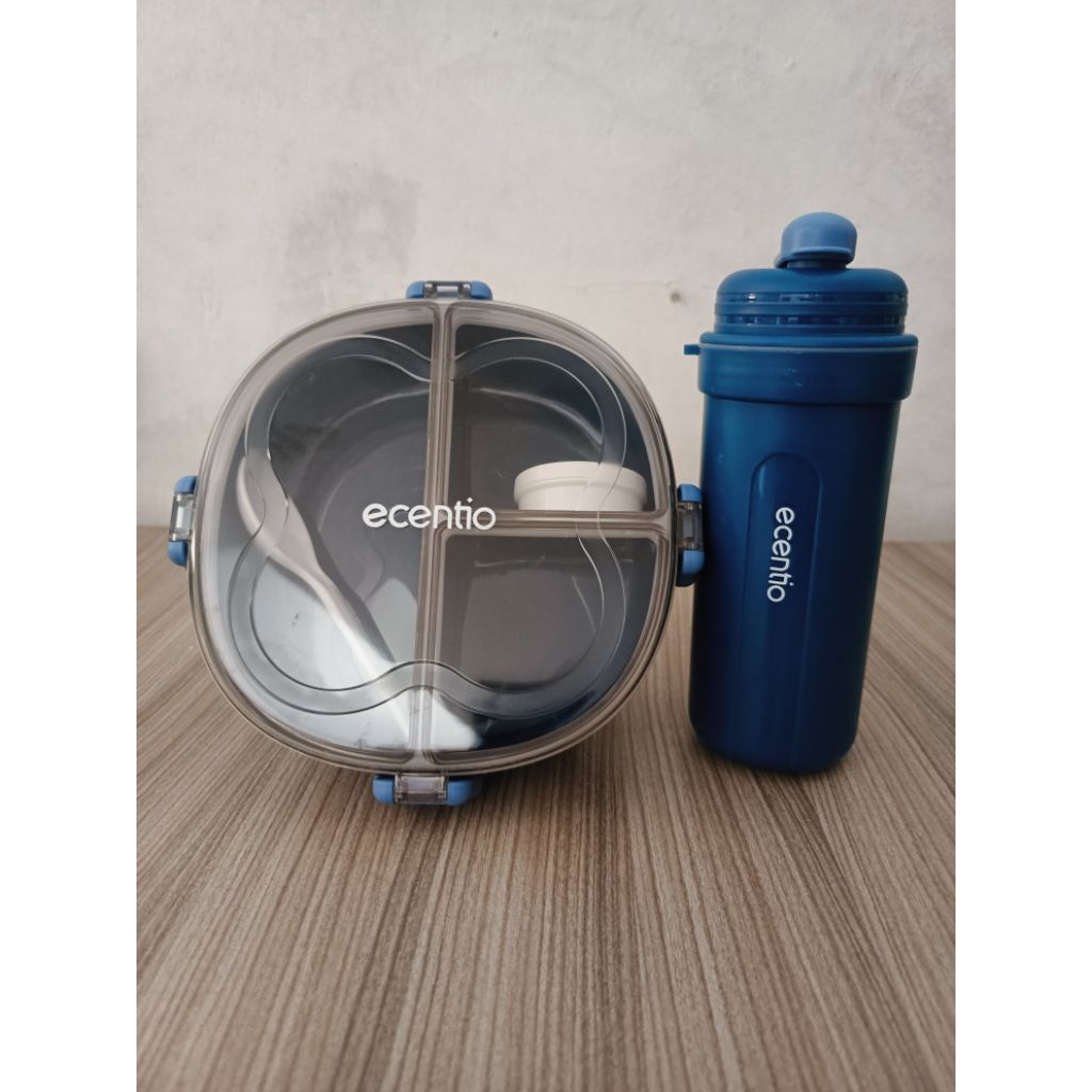 lunch box set/ kotak bekal anti tumpah merk ecentio/lunch box set ecentio. sdh free BPA