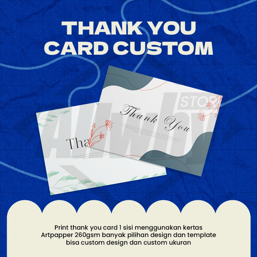 Thank You Card Custom 1 sisi Free Template Design dan custom ukuran