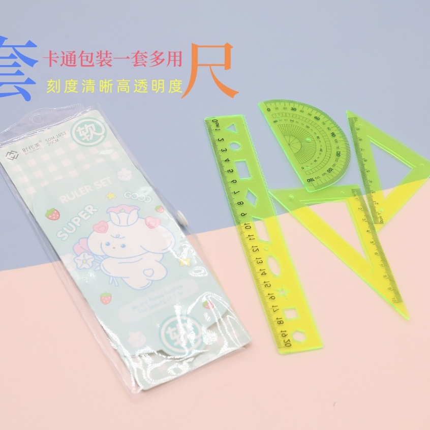 

SDM1653 Penggaris 4in1 SET ruler busur, segitiga lurus 20cm karakter bunny neon / Perlengkapan anak sekolah