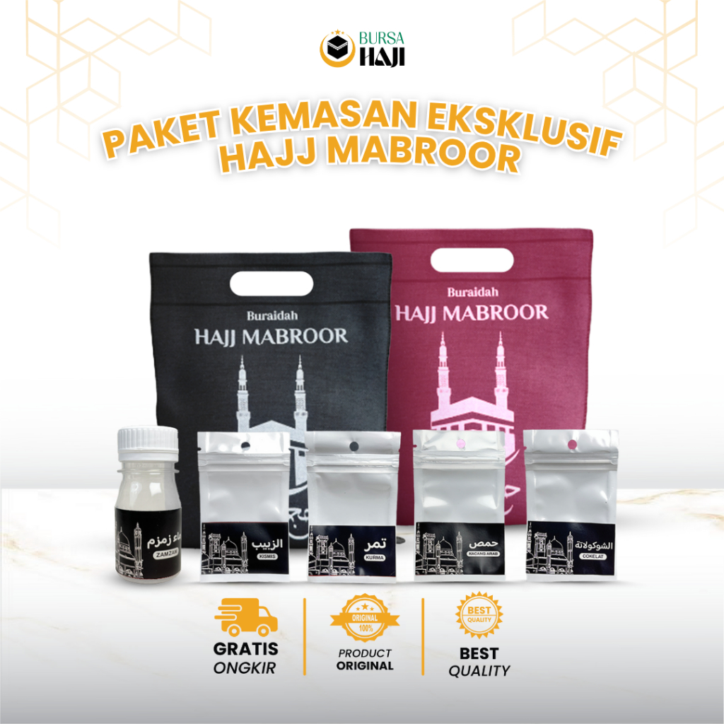 

Paket Kemasan Oleh Oleh Haji Umroh Motif Hajj Mabroor Kabah Hampers Unik Botol Zamzam Plastik Klip Isian Snack Tas Hadiah Spunbond Ekslusif