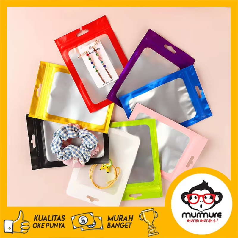 [ECER] Klip Pearlize Plastik Sachet Klip Kemasan Aksesoris Plastik Klip Gantung Premium Flat Foil Zi