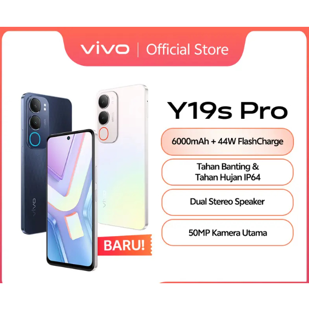 Smart Phone Vivo Y19s Pro (4/64) Brand New, Kamera 50MP, Tahan Banting Dan Benturan Ekstrim, Tahan C