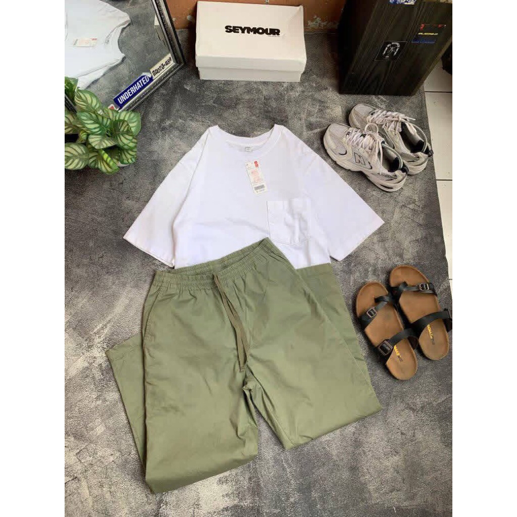 celana uniqlo angkle Relax olive