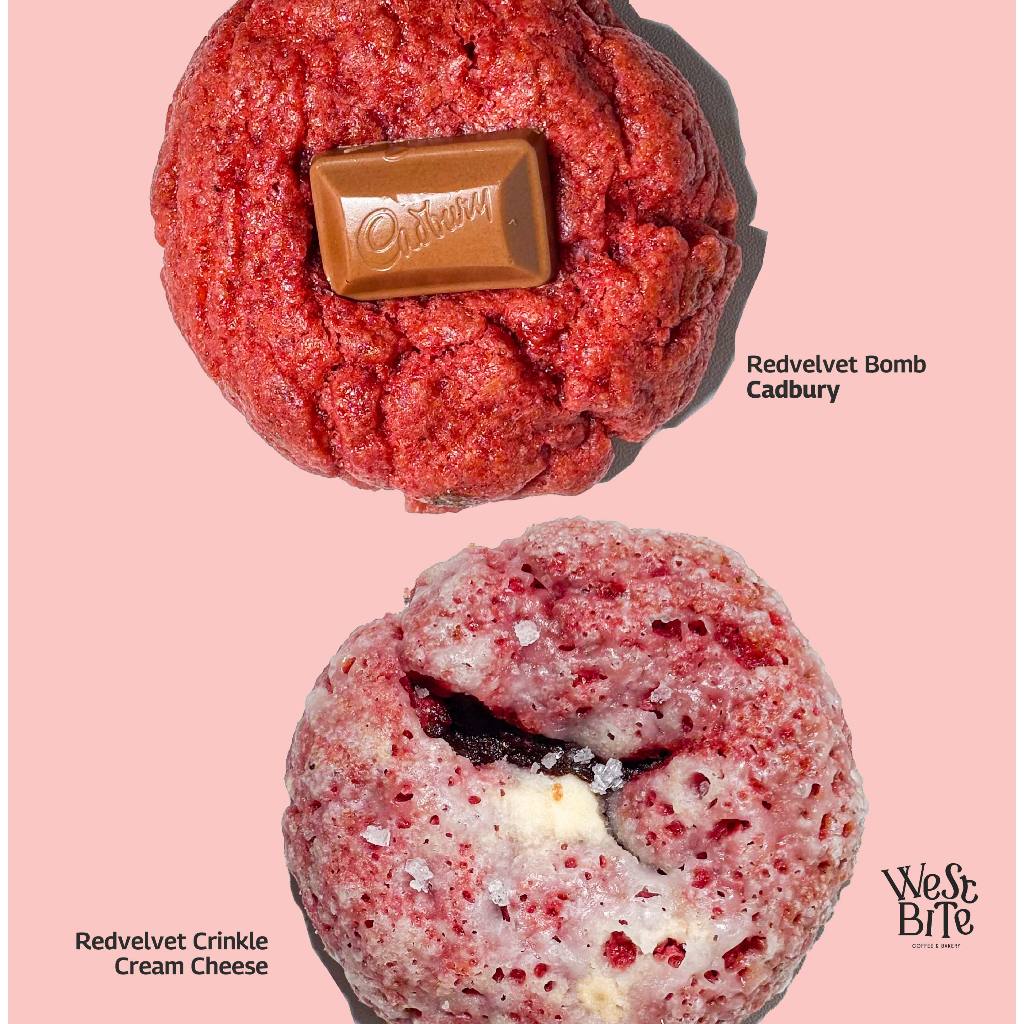 

[West Bite] - Redvelvet Bomb Cadbury & Redvelvet Crinkle Cream Cheese Cookies
