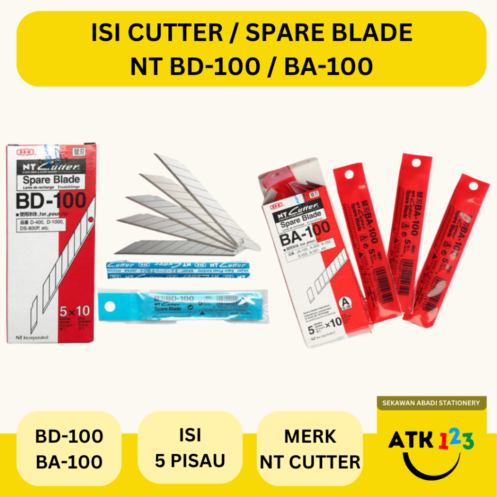 NT CUTTER Isi Cutter / Refill Cutter / Pisau Cutter Merk NT BA-100 / BD-100 ASLI