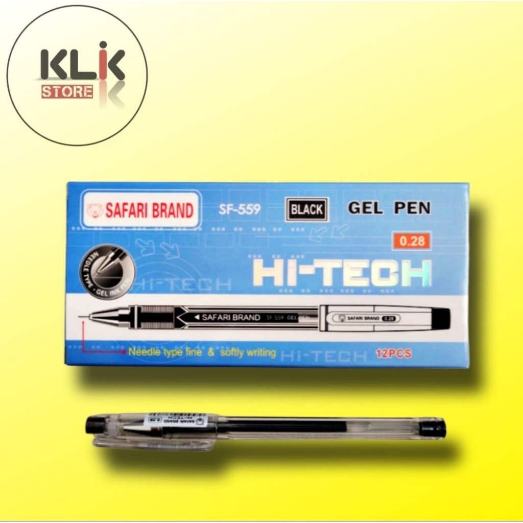 

(Pack / 12pcs) Pulpen Hi Tech Safari Brand 0.28mm Hitam / Bolpen Hitech Hi-Tech