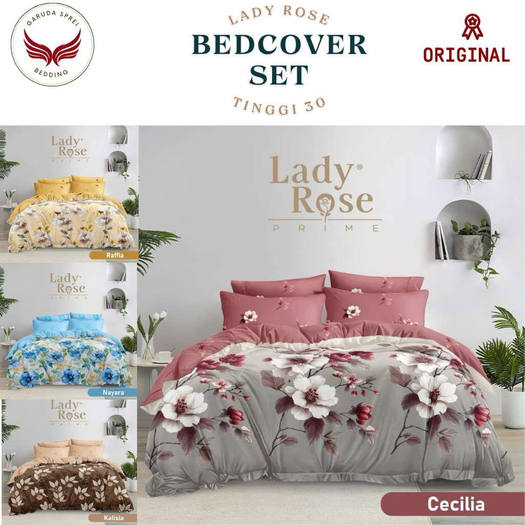 Bedcover Set Lady Rose king 180x200 fitted Tinggi 30 Terbaru / Bed Cover LadyRose Prime 180x200 Flat