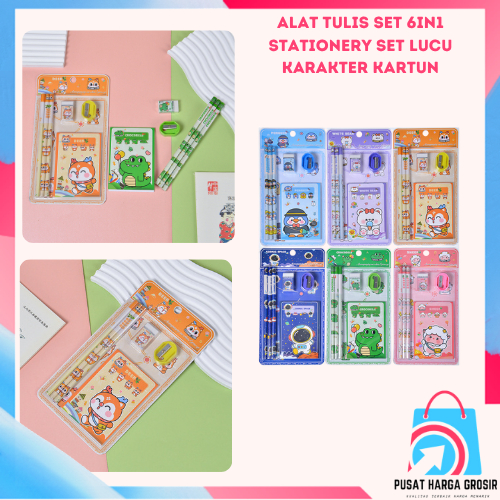 

PHG - Alat Tulis Set 6IN1 Stationery Set Lucu Karakter Kartun 6 IN 1 Perlengkapan Sekolah Anak-Anak TK Souvenir Ulang Tahun Anak Alat Tulis Birthday Souvenir Hampers