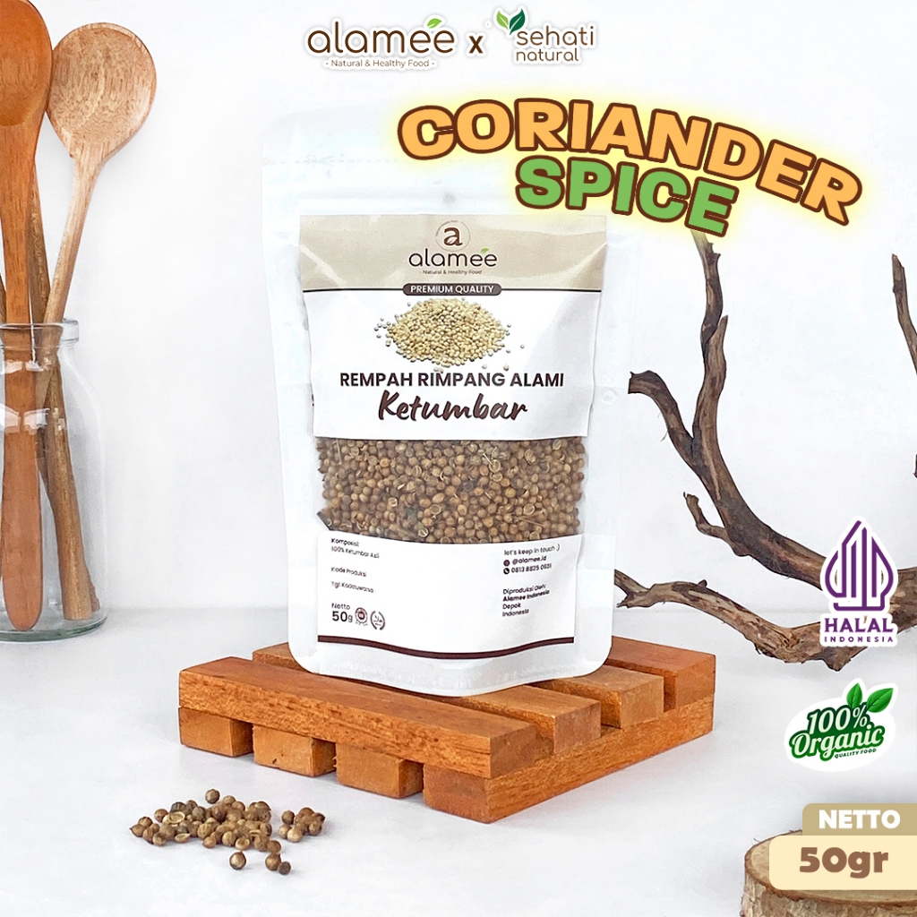 

ALAMEE Ketumbar Organik Coriander Seed Biji Rempah Rimpang Alami Bumbu Seasoning Masakan Masak 50gr