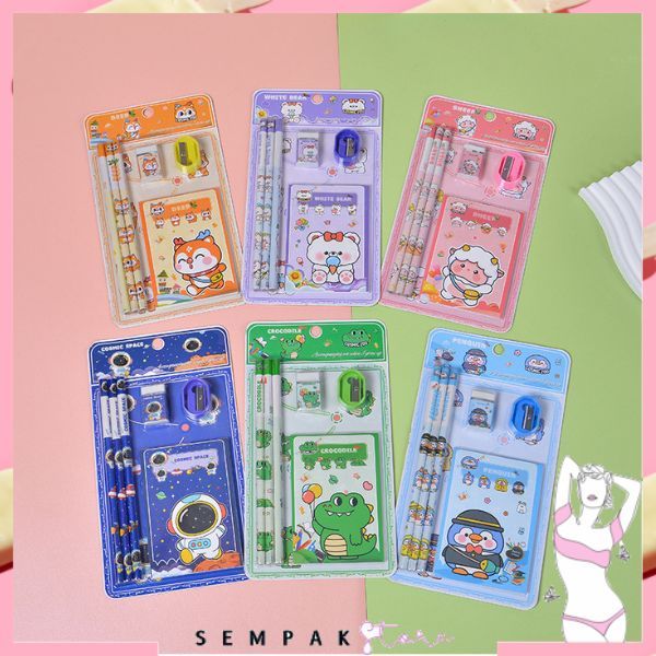 

SS Alat Tulis Set 6IN1 Stationery Set Lucu Karakter Kartun 6 IN 1 Perlengkapan Sekolah Anak-Anak TK Souvenir Ulang Tahun Anak Alat Tulis Birthday Souvenir Hampers