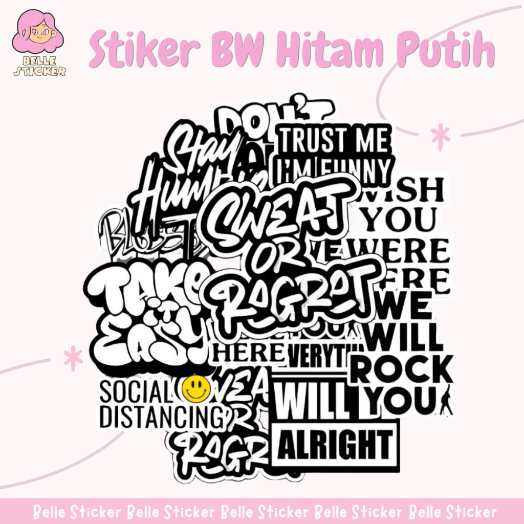 

Stiker BW Hitam Putih Hyperbeast Grafiti Waterproof Sticker Tumbler Case Hp DIY Stiker Laptop
