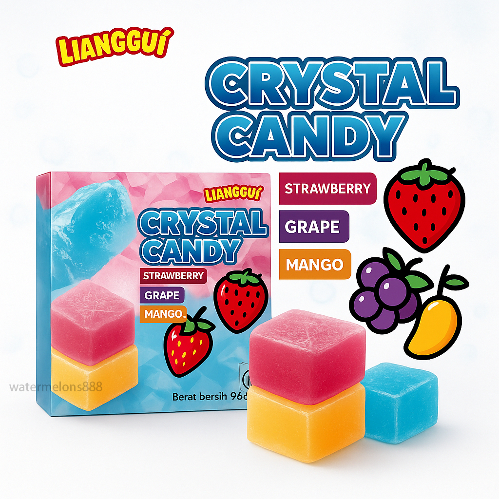

Lianggui Crystal Candy Permen Kristal Buah Stroberi Anggur Mangga Halal Manis Enak Viral 96g