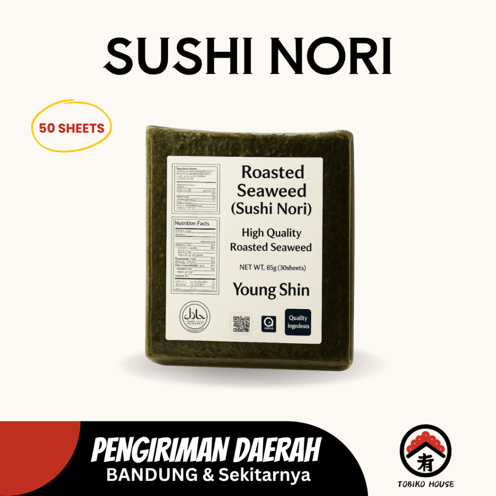 

Nori Rumput Laut GRADE A isi 50 Sheets Roasted Seaweed Sushi Nori - Tobiko House