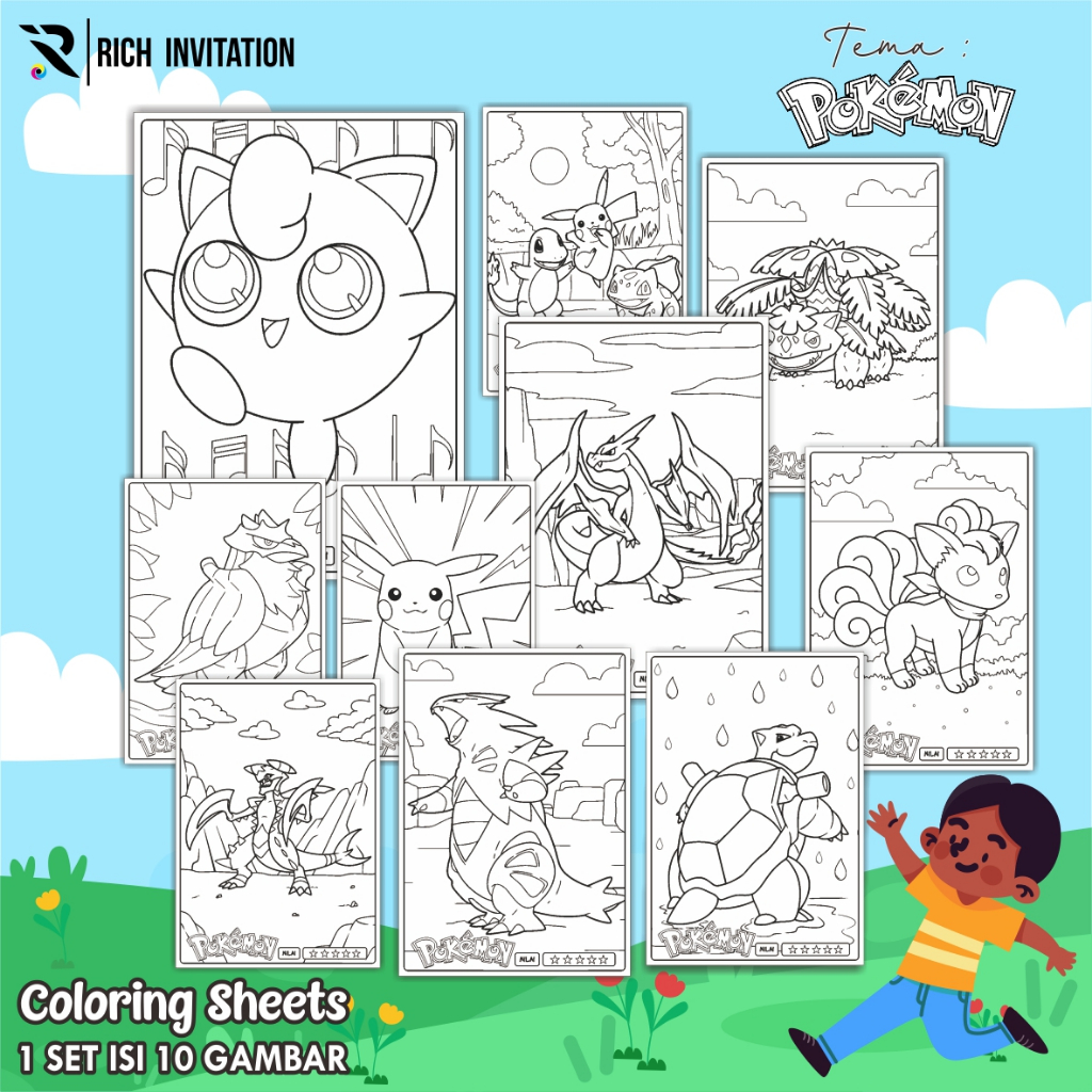 

(A4) KERTAS MEWARNAI ANAK - KERTAS COLORING ANAK PAUD TK - TEMA POKEMON