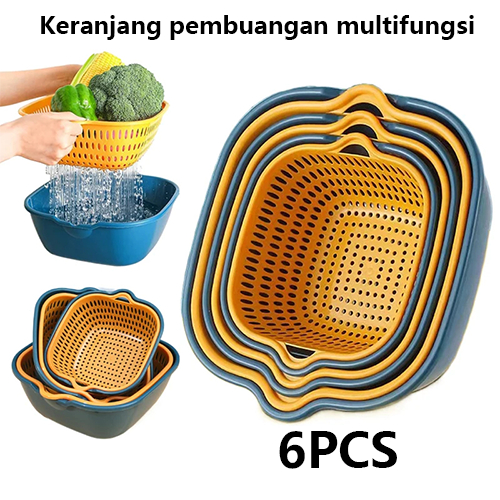 Baskom pencuci atau pengering sayuran buah saringan multifungsi peniris air/baskom lipat / baskom si