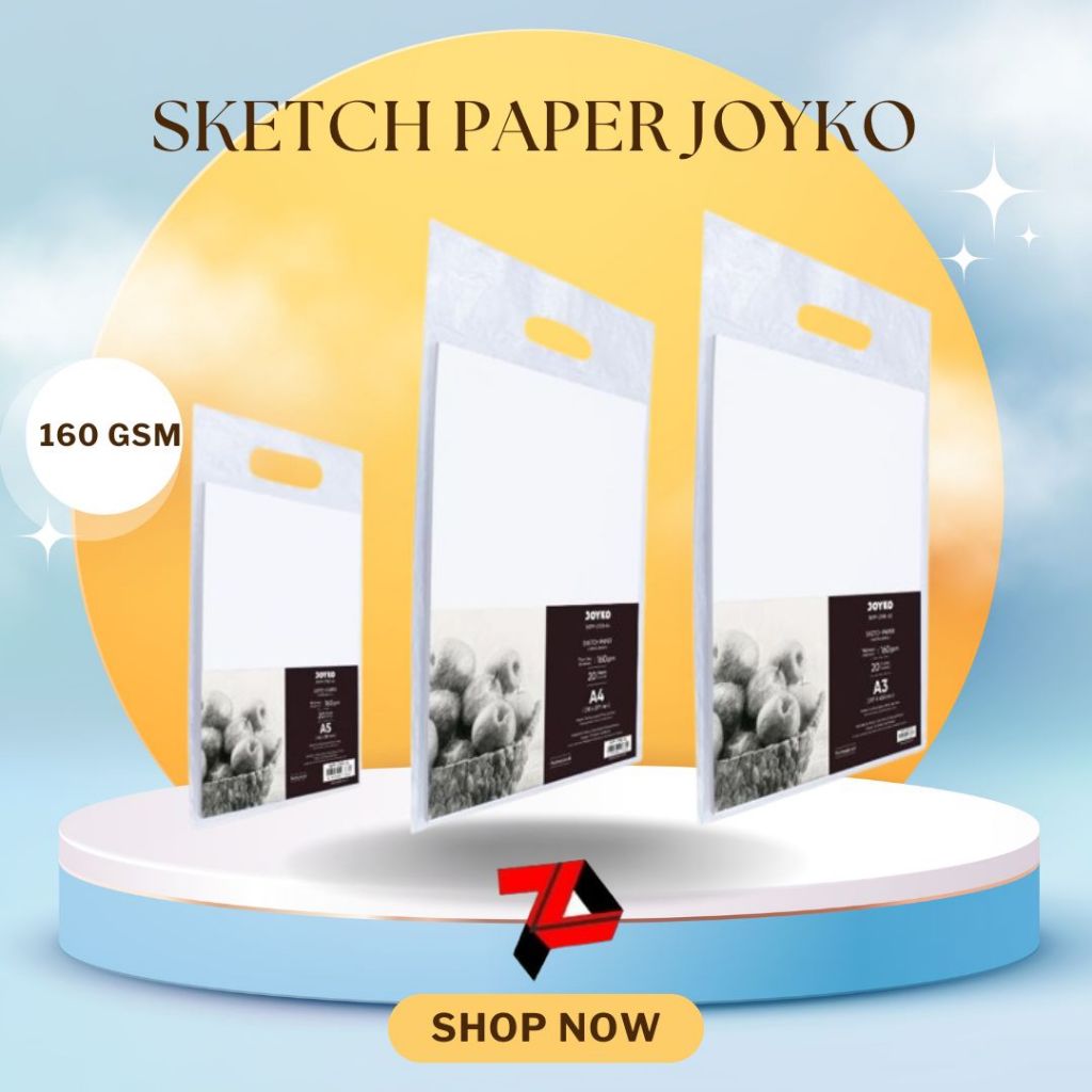 

Sketch Paper Joyko 160gsm (PER PACK ISI 20lbr) UK. A3/A4/A5
