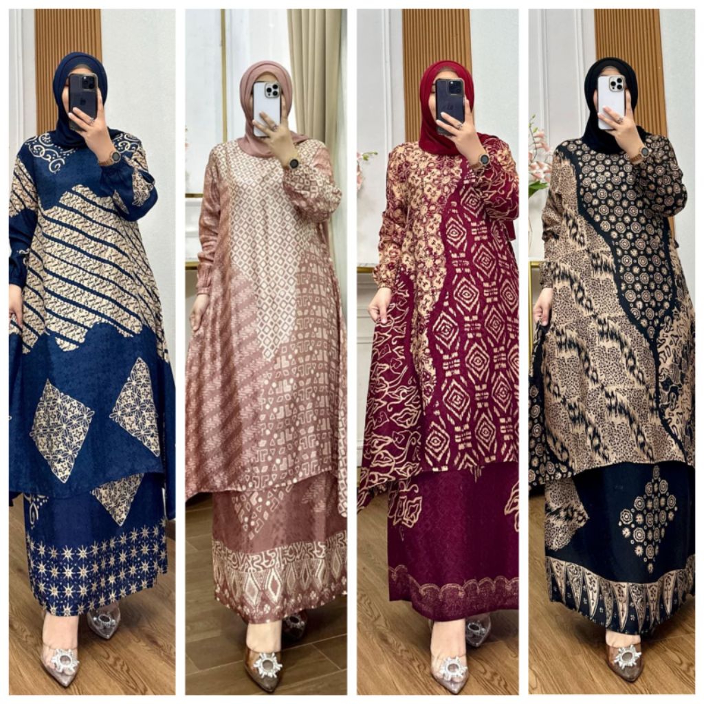 One Set Batik Kurung Melayu  Mamizaq Sutra Viscose
