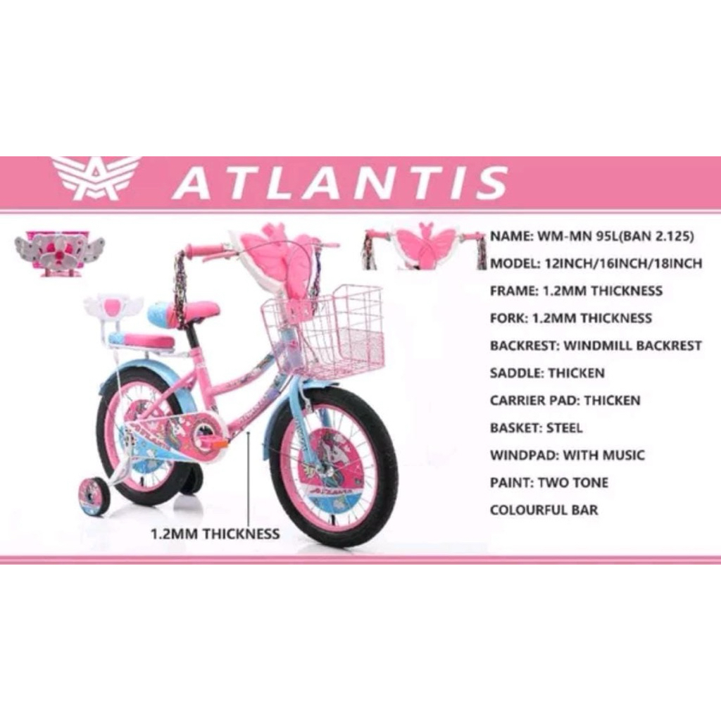 sepeda anak atlantis 12, 16 dan 18 inc