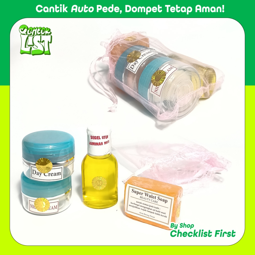 PAKET HEMAT 4in1 + Super Walet Premium (Krim Siang & Malam+Toner+Sabun Wajah)