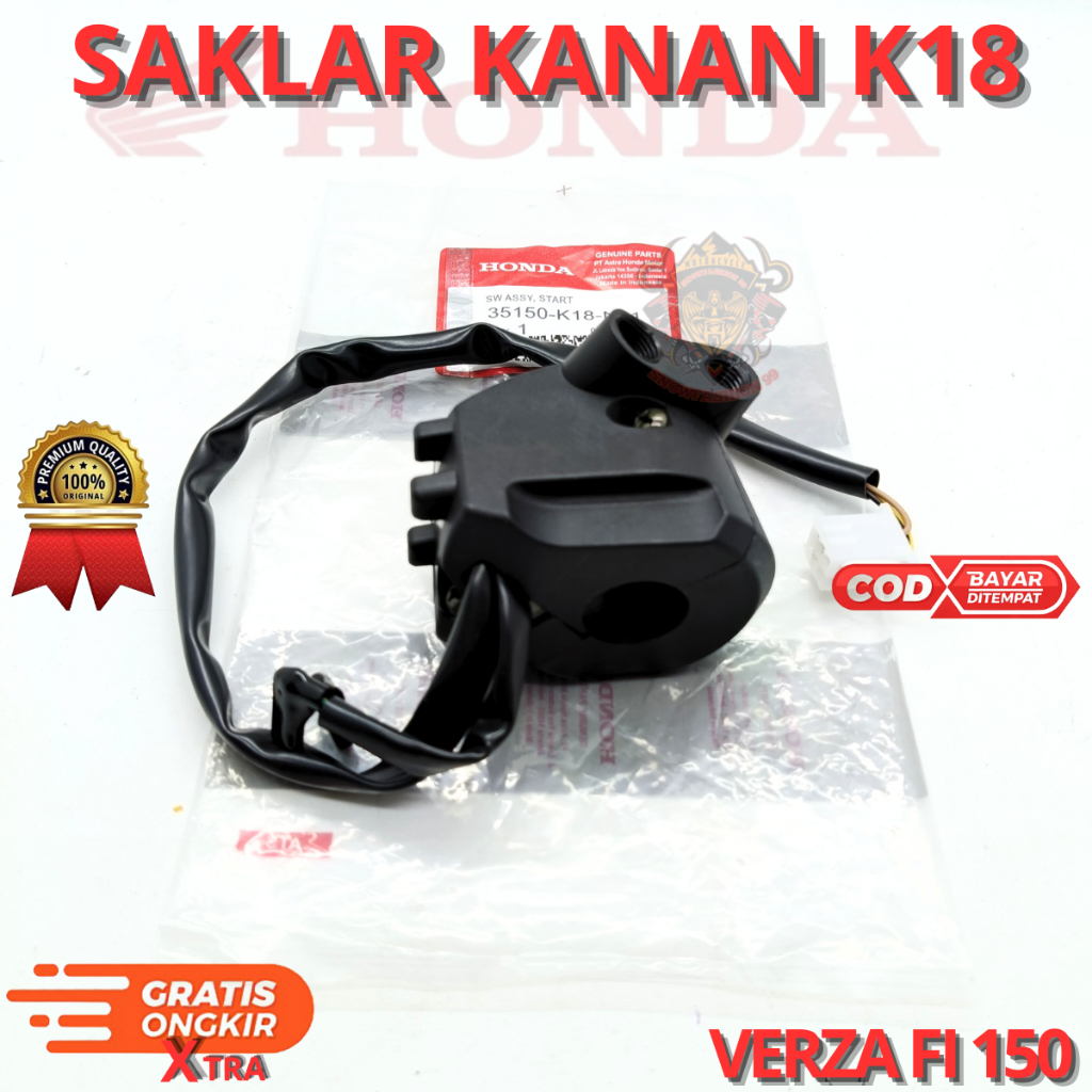 SAKLAR KANAN K18 UNTUK MOTOR VERZA FI 150.AHM BERKUALITAS ORIGINAL ASLI ORI